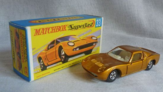 Picture of Matchbox Superfast MB33c Lamborghini Miura Gold White Interior G Box