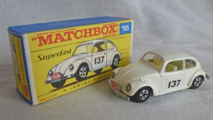 Picture of Matchbox Superfast MB15d Volkswagen 1500 Beetle Off White Door Labels Solid Wheels F Box