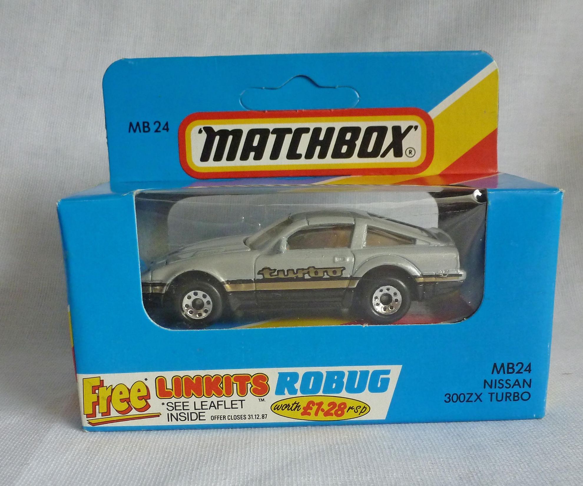 Matchbox Blue Box MB24 Nissan 300 ZX Turbo Grey 8 Dot Wheels [C]