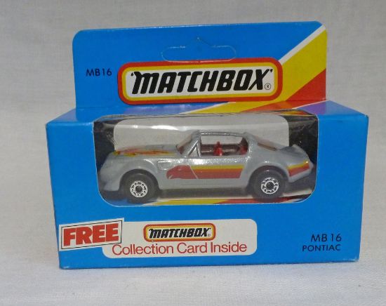 Picture of Matchbox Blue Box MB16 Pontiac Firebird Metallic Silver/Grey with Card [B]