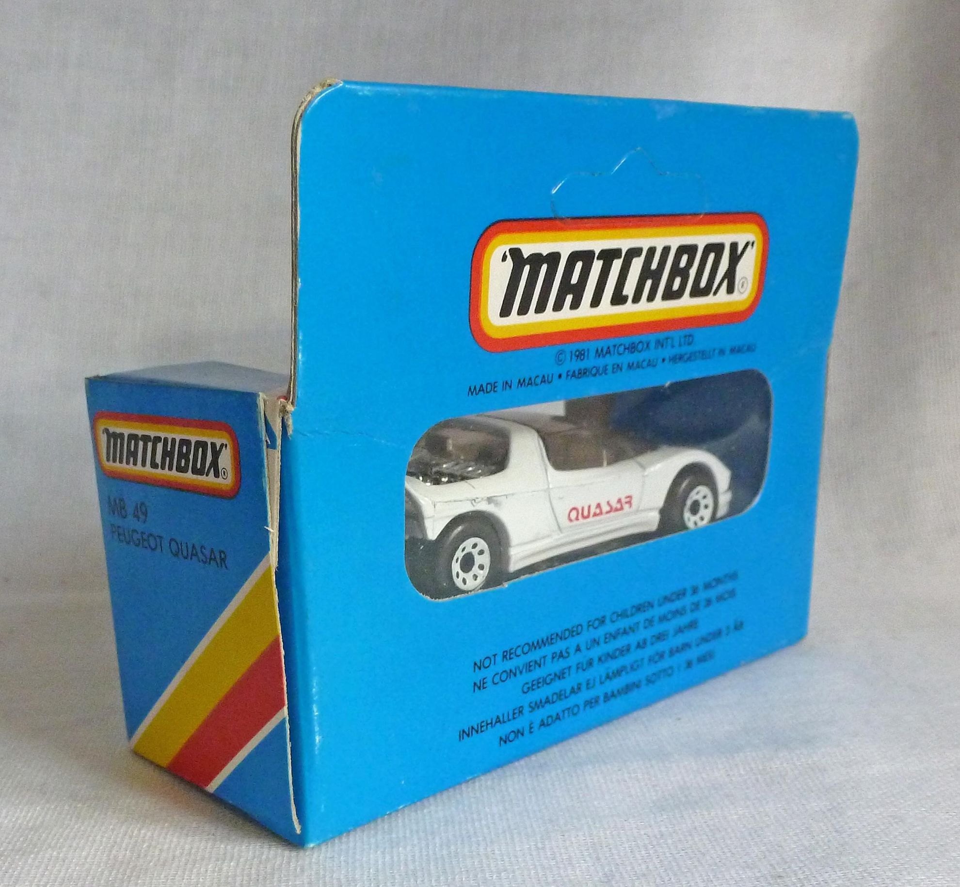 Rockertron Toys. Matchbox Blue Box MB49 Peugeot Quasar White with White ...