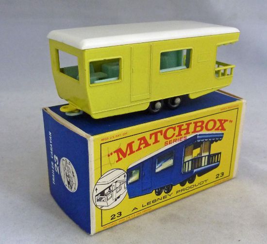 Picture of Matchbox Toys MB23d Trailer Caravan Yellow with Knobbly Tread BPW [B]