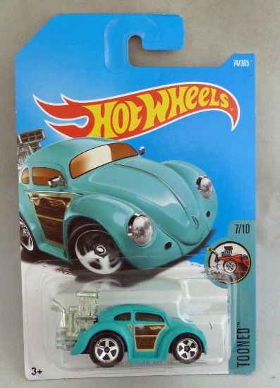 Picture of HotWheels Volkswagen Beetle Turquoise "Tooned" 7/10 Long Card