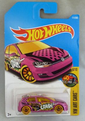 Picture of HotWheels Volkswagen Golf MK7 "HW Art Cars" Pink Long Card