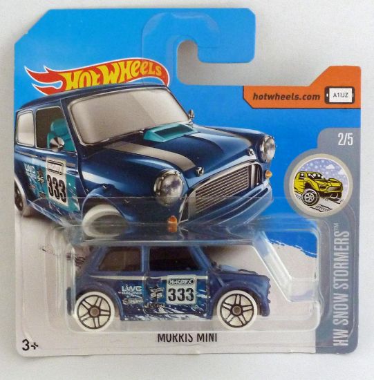 Picture of HotWheels Morris Mini "HW Snow Stormers" Dark Blue Short Card