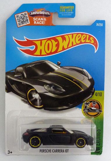 Picture of HotWheels Porsche Carrera GT Matt Black "HW Exotics" Long Card