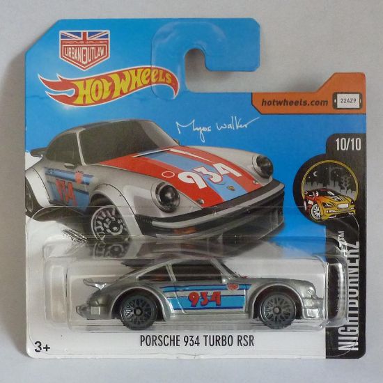 Picture of HotWheels Porsche 934 Turbo RSR Silver "Nightburnerz" Short Card 10/10