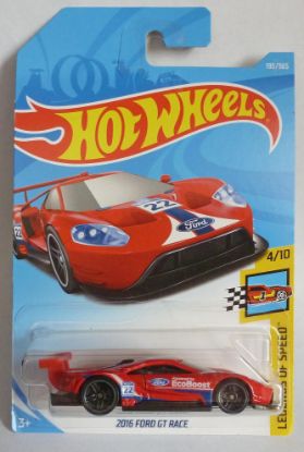 Picture of HotWheels 2016 Ford GT Race Red "Legends of Speed" Long Card