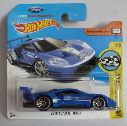 Picture of HotWheels 2016 Ford GT Race Blue "HW Speed Graphics" Short Card
