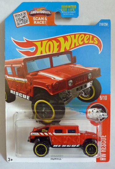 Picture of HotWheels Humvee Red "HW Rescue" Long Card