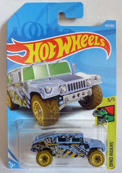 Picture of HotWheels Humvee Blue "Dino Rides" 5/5 Long Card