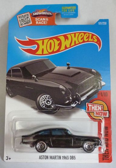 Picture of HotWheels Aston Martin DB5 Metallic Black "Then and Now" Long Card 1/10