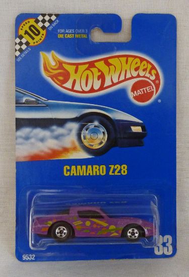 Picture of HotWheels 33 Camaro Z28 Purple Black Wall Wheels Blue Card
