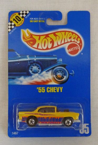 Picture of HotWheels 95 '55 Chevy Black Wall Wheels Blue Card