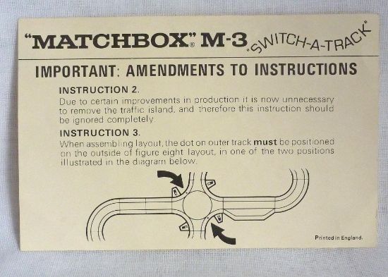 Picture of Matchbox Motorway M-3 Amendments Leaflet