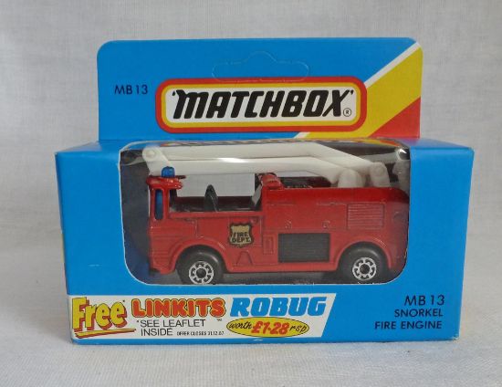 Picture of Matchbox Blue Box MB13 Snorkel Fire Engine with Shield Tampos [C]
