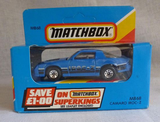 Picture of Matchbox Blue Box MB68 Camaro Iroc-Z Blue with 8 Dot Wheels [D]
