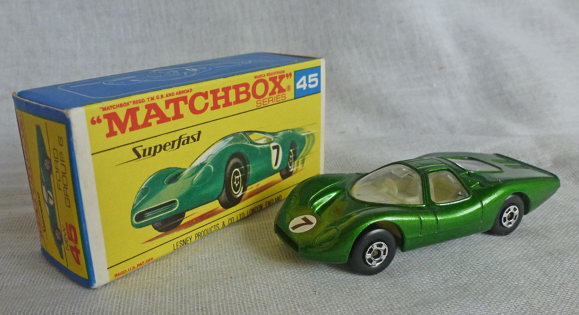 Rockertron Toys. Matchbox Superfast MB45c Ford Group 6 Lighter Green F Box