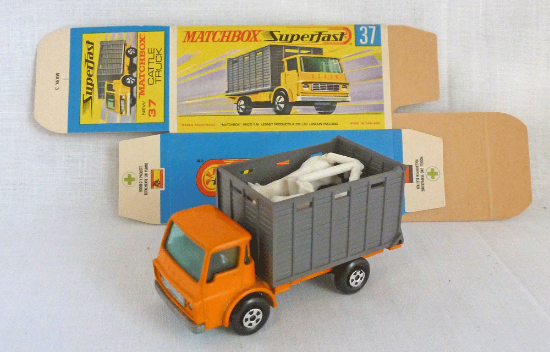 Picture of Matchbox Superfast MB37c Dodge Cattle Truck ORANGE with MINT UNFOLDED BOX!