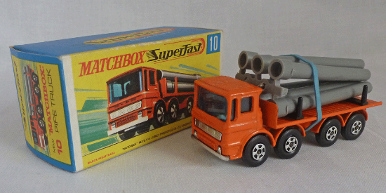Picture of Matchbox Superfast MB10d Leyland Pipe Truck Orange with Grey Pipes