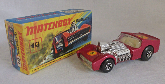 Picture of Matchbox Superfast MB19e Road Dragster Purple with 8 Labels