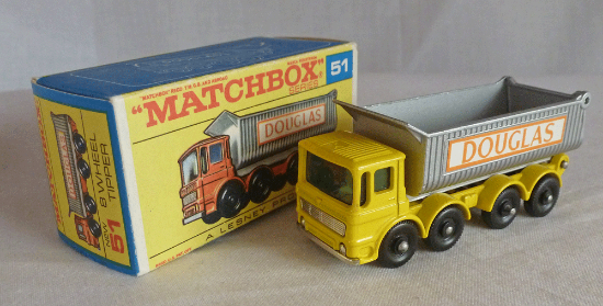 Picture of Matchbox Toys MB51c AEC 8 Wheel Tipper Yellow with DOUGLAS Labels