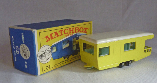 Picture of Matchbox Toys MB23d Trailer Caravan Yellow with Knobbly Tread BPW [A]