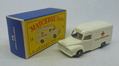 Picture of Matchbox Toys MB14c Bedford Lomas Ambulance with Fine Tread BPW D Box