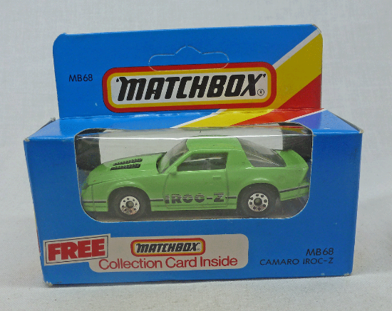 Picture of Matchbox Blue Box MB68 Camaro Iroc-Z Green with 8 Dot Wheels