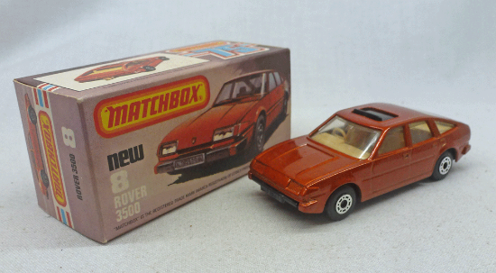 Rockertron Toys. Matchbox Superfast MB8h Rover 3500 Light Bronze with Cream Interior