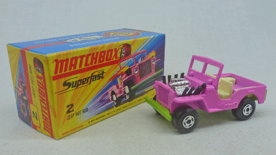 Picture of Matchbox Superfast MB2e Jeep Hot Rod Pink with Green Base