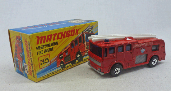 Picture of Matchbox Superfast MB35C Merryweather Fire Engine Red with DARK BLUE Windows