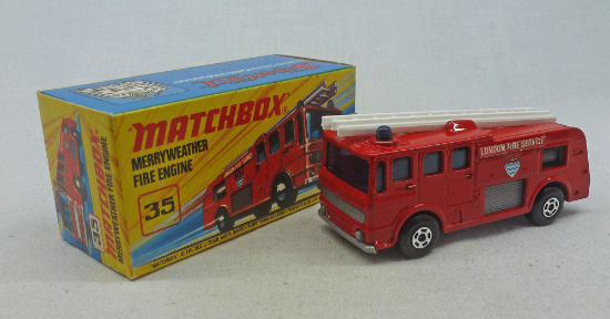 Picture of Matchbox Superfast MB35C Merryweather Fire Engine Red with Light Blue Windows