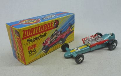 Picture of Matchbox Superfast MB64c Slingshot Dragster Steel Blue with 3 LABEL